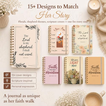 Hardcover Blank Christian Notebook – 140 Pages – Psalm 23:1 - color: Shepherd_Cream