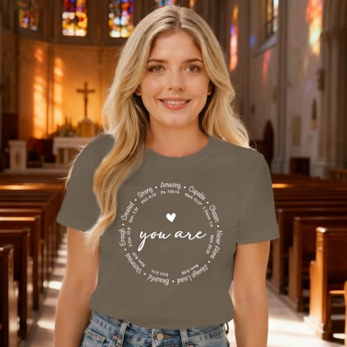 Christian Shirts for Women Jesus Faith Shirt You are Inspiration Tee - color: Brown, size: Small