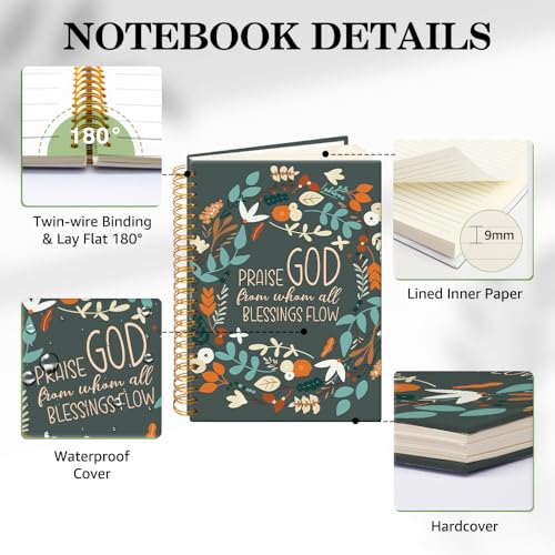 ERHACHAIJIA Praise God from Whom All Blessings Flow Lined Spiral Notebook - color: Dark Green-yellow