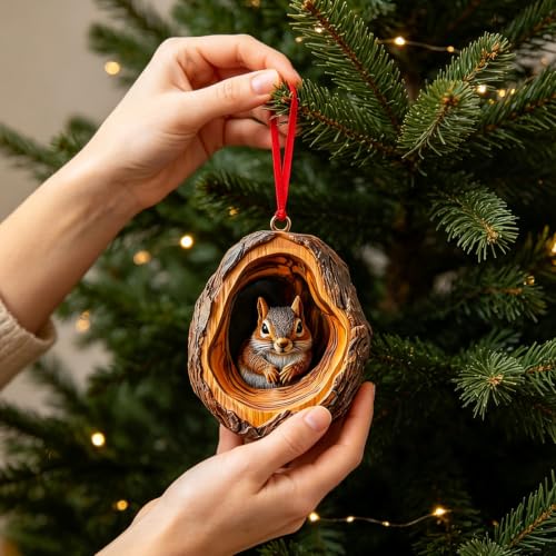Squirrel Ornament, 3D Animal Ornaments for Christmas Tree, Squirrel Gifts - color: Squirrel