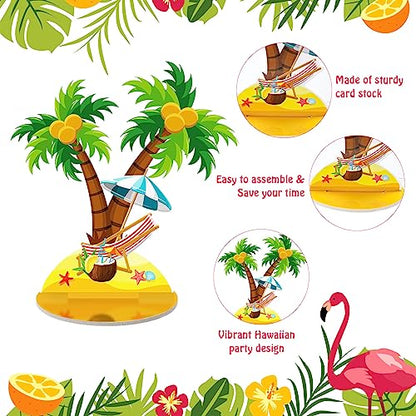 Namalu 16 Pcs Hawaiian Table Decorations Luau Table Centerpieces Aloha Tiki for Tropical Pineapple Centerpieces Hawaii Theme Summer Beach Birthday Party Supplies(Hawaiian Theme) - style: Hawaiian Theme