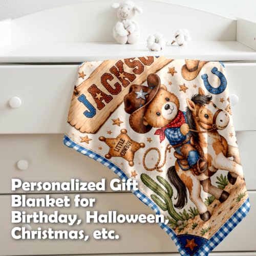 Custom Baby Blanket for Boys, Personalized Baby Blanket with Name for Gift - color: Cute Little Bear - Spaceship