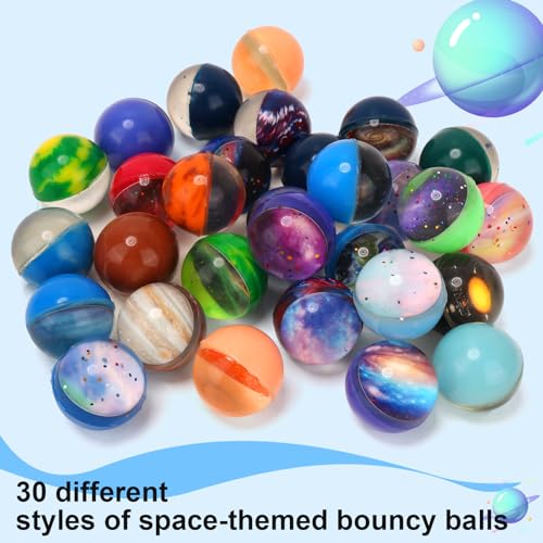 Pllieay 30PCS Galaxy Bouncy Balls, 32mm Space Bouncy Balls Bulk, 30 Styles