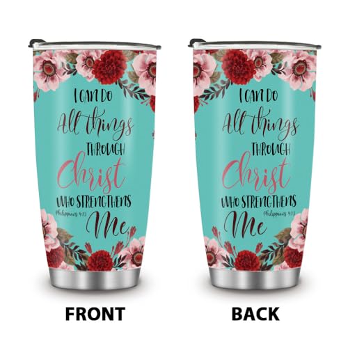 WIRESTER 20 OZ Stainless Steel Tumbler With Lid, Double Wall Vacuum Insulated Tumbler, Coffee Travel Mug Cup for Hot Cold Drinks - Christian Bible Verses Philippians 4:13 - color: Christian Bible Verses Philippians 4:13