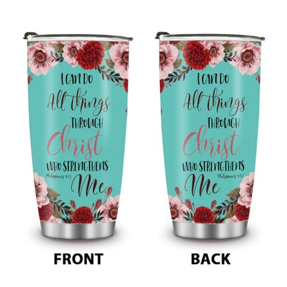 WIRESTER 20 OZ Stainless Steel Tumbler With Lid, Double Wall Vacuum Insulated Tumbler, Coffee Travel Mug Cup for Hot Cold Drinks - Christian Bible Verses Philippians 4:13 - color: Christian Bible Verses Philippians 4:13