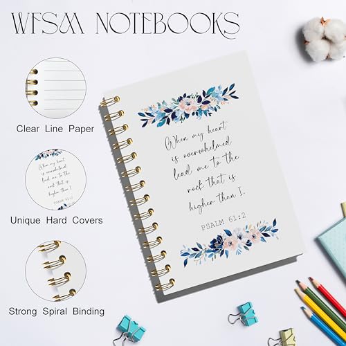 WFSM Christian Floral Notebook - Prayer Journal, Christian Gifts Journal, Bible Verse Notebook, Daily Prayer Journal, Bible Notebooks for Note Taking, Christian Gifts, 5.5x8.3 Inches - color: Psalm 61:2