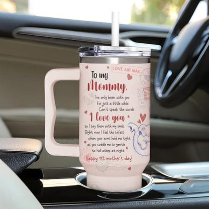 First Mothers Day Gifts For New Mom, Daughter From Baby, Sister, Son - 1st Mothers Day Gifts From Husband - First Time Mother Presents - Elephant 40oz Tumbler With Handle for Woman - color: 1st Mothers Day