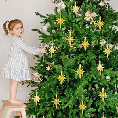 Syhood 12pcs Gold Bethlehem Star Ornaments Christmas Tree - color: Gold