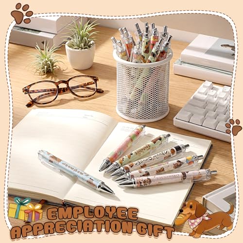 Sayglossy 36 Pcs Dachshund Ballpoint Pens for Women Gifts Bulk, Retractable Black Ink Pens with 6 Cute Dog Patterns, 1.0mm Smooth Writing for Office Desk Supplies, Fancy Gift Giving Dog Lover - style: Dachshund