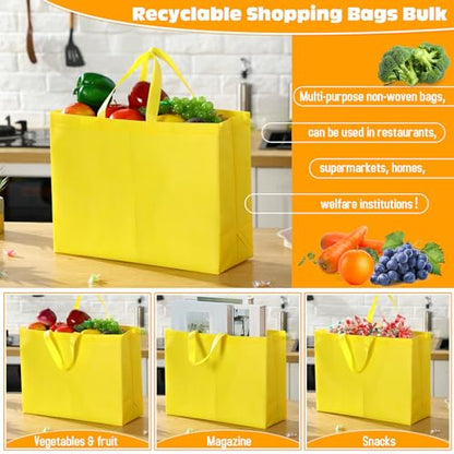 Windyun 100 Pcs Reusable Grocery Bags Large Shopping Tote Bulk, Yellow - color: Yellow