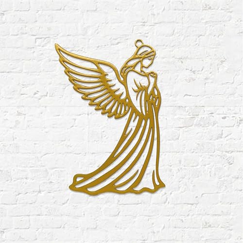 Gold Ornament for Rearview Mirror – Car Hanging Accessories, Guardian Figure Mirror Pendant, Christian Car Decor, Small Metal Charm, Decorative Hanging Accent for Cars - color: Gold Angel