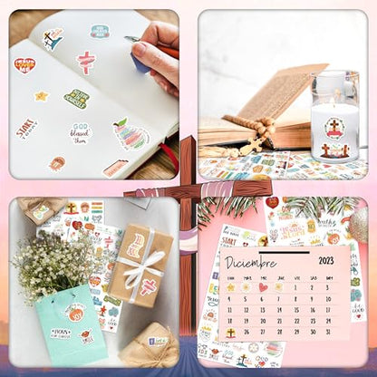 LINAYE 24 Sheets Christian Jesus Stickers for Kids Adults, Waterproof Adhesive Inspirational Jesus Faith Religious Bible Verse Stickers Bulk for Boys Girls Kids Version 2.0 - style: Christian 24 Sheets