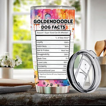 Gifts for Goldendoodle Lovers 20 Oz Stainless Steel Tumbler Travel Coffee Mug Gift Ideas for Goldendoodles Dog Lovers Owners Funny Facts Water Bottle - color: GOLDENDOODLE