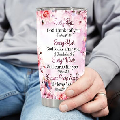 Personalized Christian Tumbler Custom Face Photo Insulated cups Travel Coffee Mug with Lids Stainless Steel 20 30 Oz Religious Gifts for Her Women Mom Grandma Mother's Day - color: Christian 630