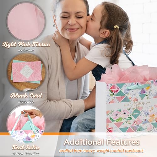 Christian Art Gifts Large Gift Bag for Mom with Card & Tissue, Gold - color: Best Mom/Multi, style: Large Landscape
