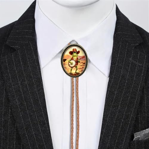 GelConnie Gothic Bolo Tie for Men Women 3D Art Western Cowboy Necktie - color: Gold Frog Bolo Tie