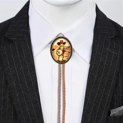 GelConnie Gothic Bolo Tie for Men Women 3D Art Western Cowboy Necktie - color: Gold Frog Bolo Tie