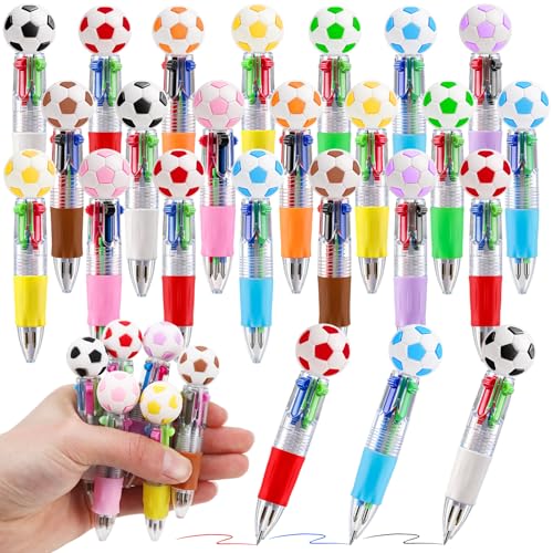 24 Pack Soccer Party Favors Bulk - Multicolor Mini Pens for Kids, Classroom Prizes, Goodie Bag Stuffers Supplies - color: Soccer Multicolor