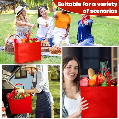 Windyun 100 Pcs Reusable Grocery Bags Large Shopping Tote Bulk, Red - color: Red