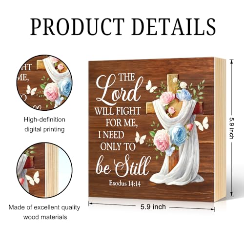 The Lord Will Fight for You Need Only To Be Still Wood Box Sign - color: brown008