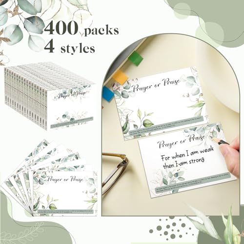 400 Pcs 3 x 4 Inch Prayer Request Cards Bulk, Greenery