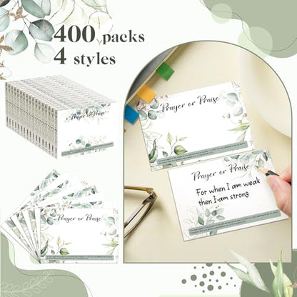 400 Pcs 3 x 4 Inch Prayer Request Cards Bulk, Greenery