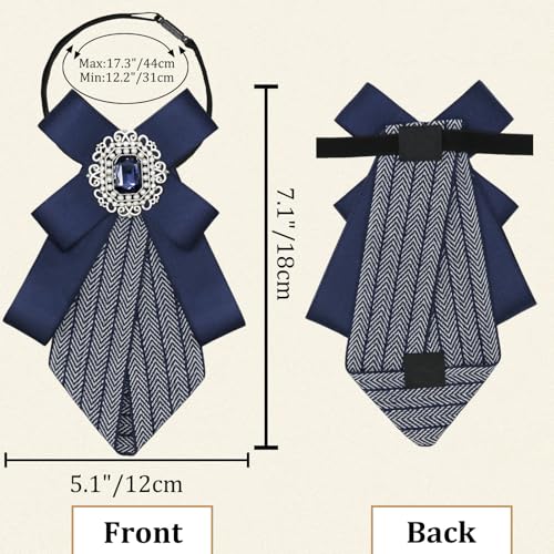 Womens Bow Tie Adjustable Rhinestone Bowtie for Women Ladies Girls Pre-tied Womens Tie for Shirt Suit Uniform - color: Blue-strap-style 3