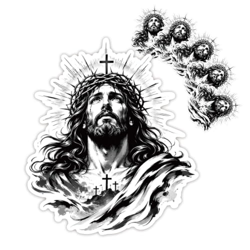 5 Pcs Jesus Crown of Thorns Sticker Set, Vinyl Jesus Car Decals - size: 3 inch