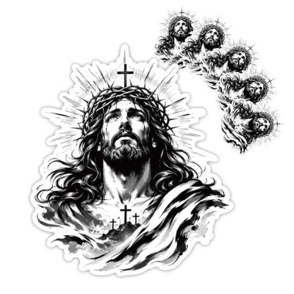 5 Pcs Jesus Crown of Thorns Sticker Set, Vinyl Jesus Car Decals (5 inch) - size: 5 inch