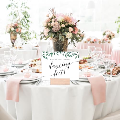 Andaz Press Wedding Party Signs, Natural Greenery Green Leaves, 8.5x11-inch, Here's a Treat for Your Dancing Feet! Flip Flop Sandals High Heels Shoes Dance Floor Reception Sign, 1-Pack - color: Activities Dance Sandals