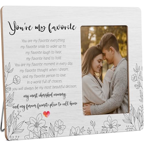 Soul Mates Picture Frame Gifts for Couple, Boyfriend Girlfriend Frame, You're My Favorite Gifts for Women Men Wooden Picture Frames. 4x6 inch Photo - color: Turquoise