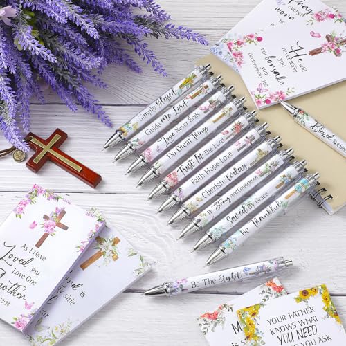 Colarr 24 Pcs Christian Women Gifts Bible Pens Notebooks, Cross - style: Cross