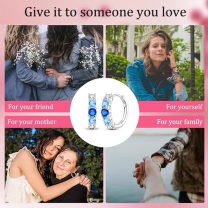 LAZA 925 Sterling Silver Earrings for Women Huggies Hoop Gold Earrings - color: Blue Earrings