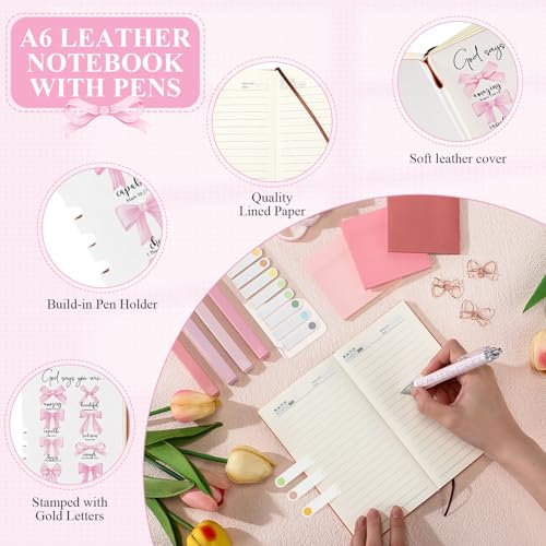 Singhoow 29 Pcs Bible Study Supplies Journaling Kit for Women - color: Bow, style: Pink