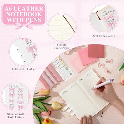 Singhoow 29 Pcs Bible Study Supplies Journaling Kit for Women - color: Bow, style: Pink