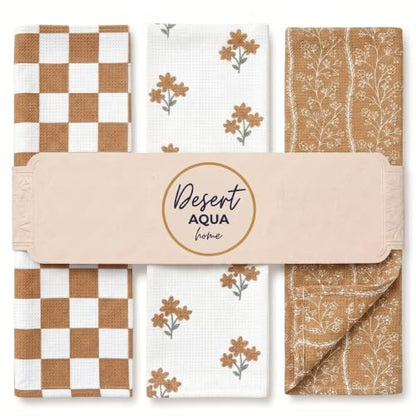 Kitchen Towels, Dish Towels for Kitchen, 3 Pc Kitchen Towel Set - color: Coffee