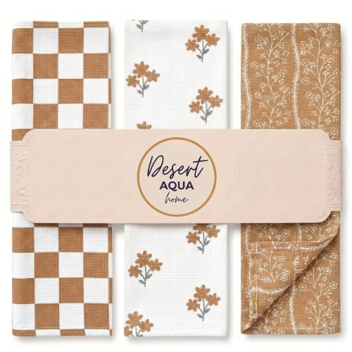 Kitchen Towels, Dish Towels for Kitchen, 3 Pc Kitchen Towel Set - color: Coffee