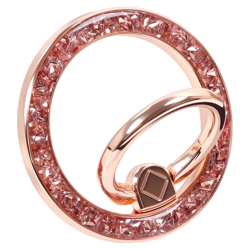 Magnetic Phone Ring for MagSafe Grip [Super Magnet] StylishTwinkle Design Ring Holder Stand, magsafe pop Socket (Rose Gold) - color: Rose Gold