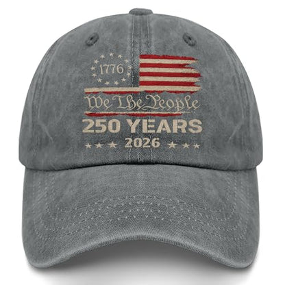 250th Anniversary 250 Years Freedoms Baseball Hat Running Embroidered Cap for - color: Pigment Gray
