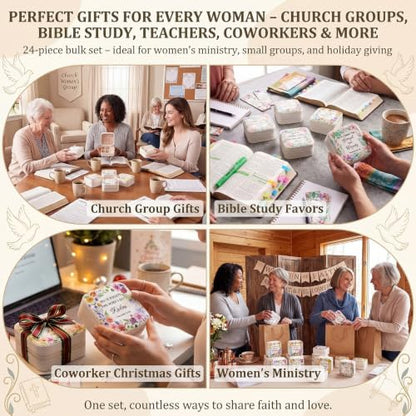 Nosiny 24 Pack Christian Flower Jewelry Case for Mom Christmas Gift Bulk