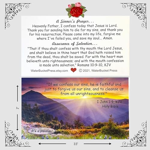 A Sinner's Prayer Pocket Cards, Gospel Tracts, Evangelism, Salvation Scriptures, Prayer Cards, John 3:16, 3.5x2 Variety Pack 3 Styles, 75 Cards