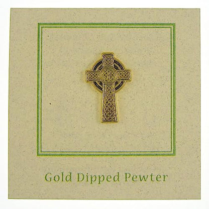 Jim Clift Design Celtic Cross Gold Lapel Pin
