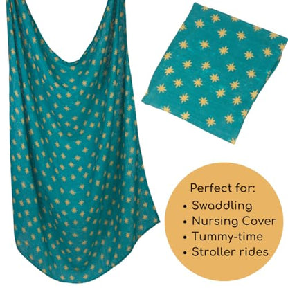 Our Lady of Guadalupe Catholic Baby Swaddle | Mary's Mantle Soft & Luxury Baby Muslin Cotton Swaddle Blanket | Newborn Essentials for Girls and Boys | 47" X 47" Our Lady of Guadalupe Stars Swaddle