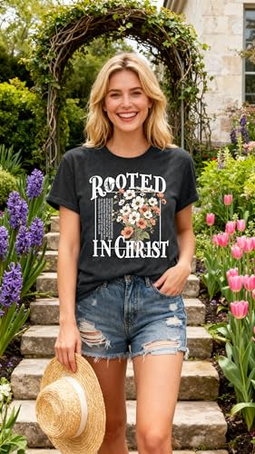 Christian Shirts for Women Jesus Tees Faith Shirts Bible Verse Print Tops - color: Darkgreya, size: XX-Large