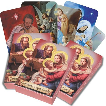 Needzo Christmas Prayer Cards, Holy Family and Nativity Scene Images with Prayers on the Back, Assortment Bible Scriptures, 54 Cards Per Pack (Set of 3)