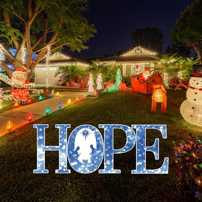 Large Hope Die Cut Letters Christmas Classic Yard Sign for Home Decor and Lawn Decoration With Stakes, Merry Nativity Scene Sign 48x18 Inch