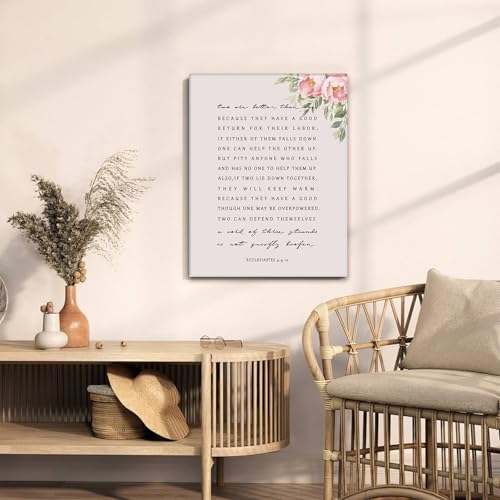 Bible Verse Canvas Framed Wall Art, Christian Home Decor Poster Print Two are Better Than One Ecclesiastes 4 : 9-12 Oil Painting, Watercolor Inspirating Artwork Decoration for Home Office (11x14inch) - color: Two are Better Than One, size: 11"L x 14"W