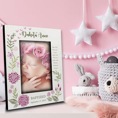 BELLA BUSTA-Personalize -Baptism, Dedication, Confirmation, First Communion Theme Picture Frame-Keepsake from Godparents, Friends, Family-UV Print Frame (Pink (5x7 Vertical)) - color: Pink (5x7 Vertical)
