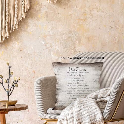 Vintage Christian Bible Verse Lords Our Father Prayer Throw Pillow Covers 18x18, Rustic Scripture Decor Pillow Case for Farmhouse Bedroom Living Room, Religious Pillowcase for Couch - color: Christian-02