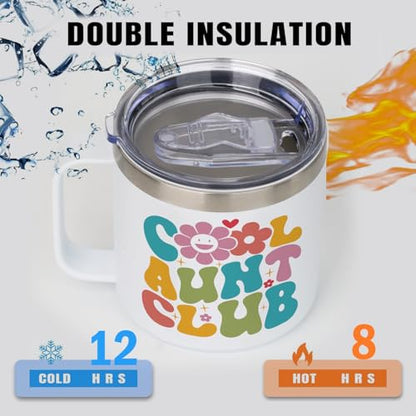 Best Auntie 14 oz Tumbler – Cool Aunt Club Cup, Funny Nutrition Facts Design, Birthday & Holiday Gift from Niece or Nephew - color: Cool Aunt